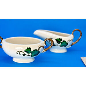 Vintage Metlox Poppytrail Cream Sugar Set Ivy Pattern Made in California